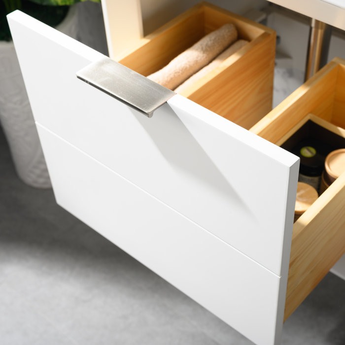 Everly Quinn Draven 20.39'' Wall Mounted Single Bathroom Vanity with Porcelain Top & Reviews